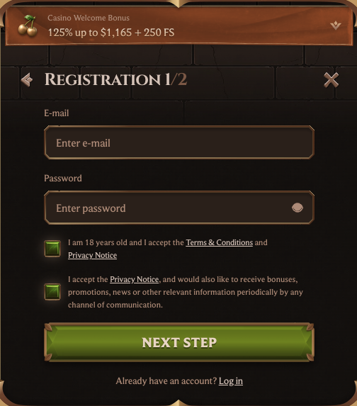 Registration form